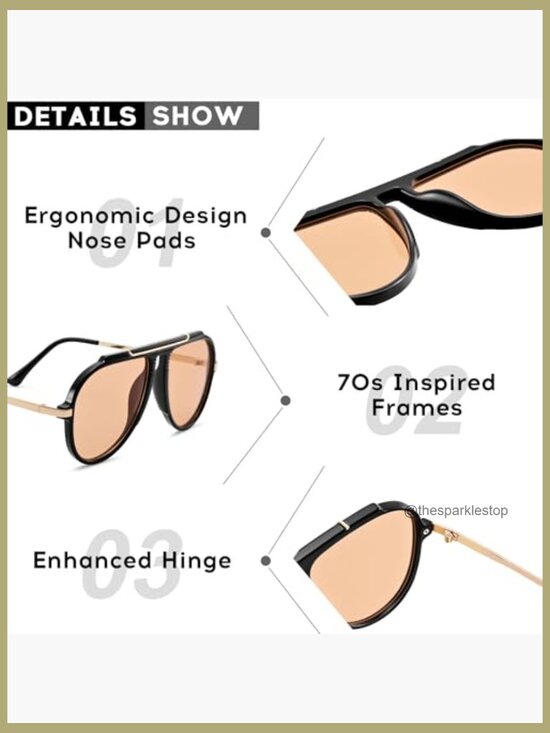Oversized Aviator Sunglasses, UV400 Protection, Lightweight Plastic Frame main image 5